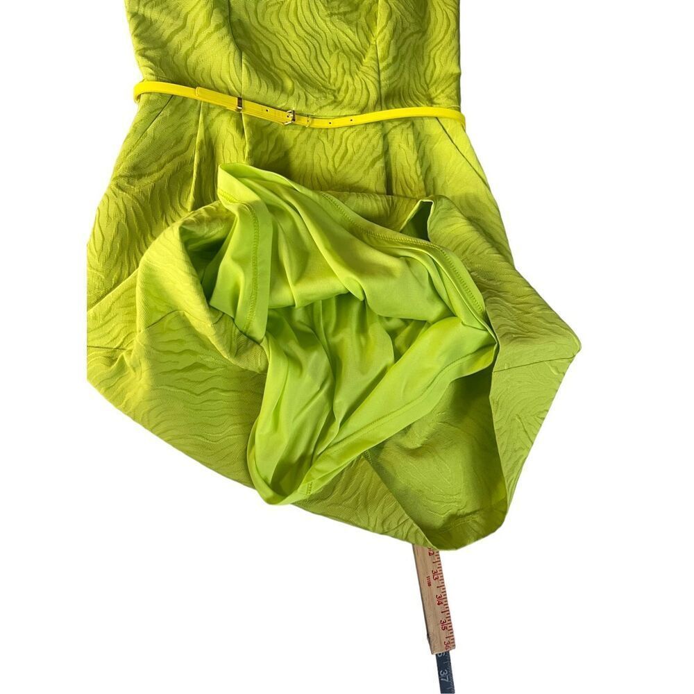 Ellen Tracy Lime Green Textured Midi Dress with Belt - Picture 11 of 13